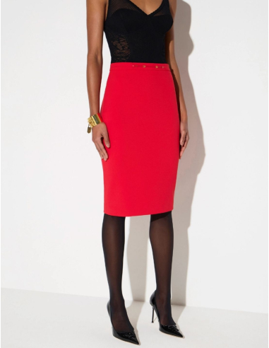 Elisabetta Franchi Red Passion skirt with jewel detail