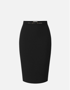 Elisabetta Franchi stretch double crepe jewel detail skirt