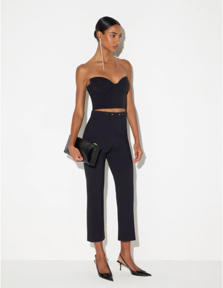 Elisabetta Franchi stretch double crepe jewel detail trousers