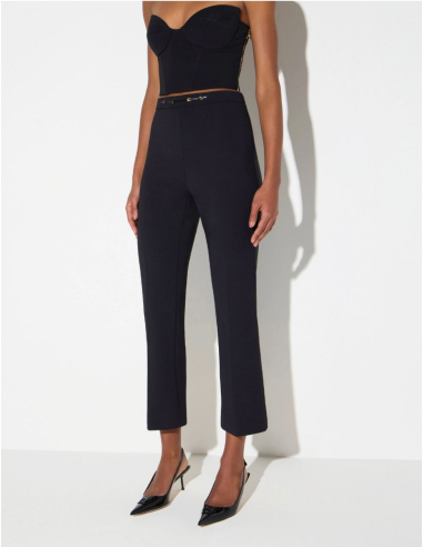 Elisabetta Franchi stretch double crepe jewel detail trousers