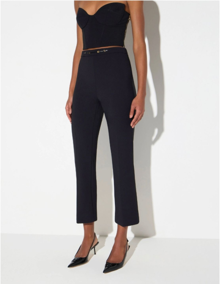 Elisabetta Franchi pantalon taille haute avec logo doré