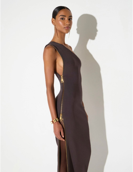 Elisabetta Franchi robe tricot épaule asymétrique femme