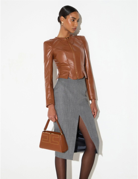 Elisabetta Franchi amber leather-effect handbag