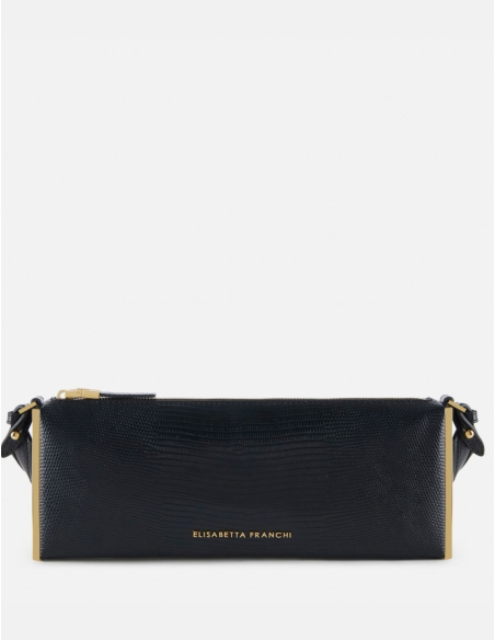 Elisabetta Franchi black lizard print shoulder bag