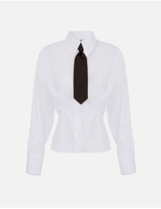 Elisabetta Franchi cotton poplin shirt with bow tie