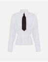 Elisabetta Franchi cotton poplin shirt with bow tie