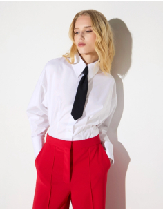 Elisabetta Franchi cotton poplin shirt with bow tie 2