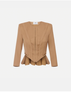Elisabetta Franchi gabardine blazer with jewel horsebit