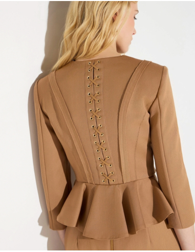 Elisabetta Franchi blazer with gold jewel horsebit button