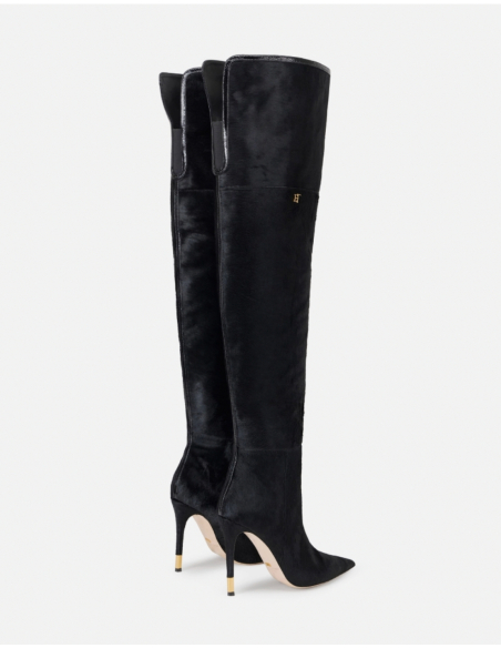 Elisabetta Franchi black pointed toe leather boots