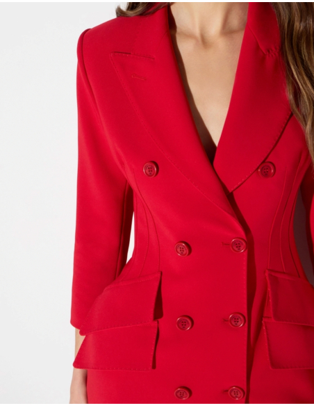 Elisabetta Franchi structured shoulder coat dress