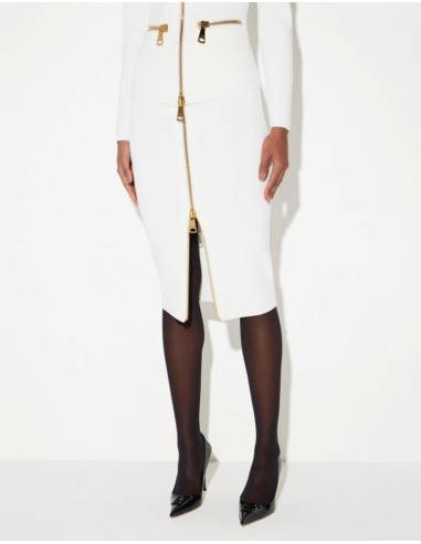 Elisabetta Franchi jupe ivoire en maille Roma