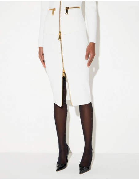 Elisabetta Franchi jupe ivoire en maille Roma