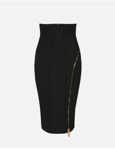 Elisabetta Franchi technical fabric midi skirt with zip