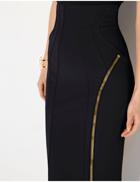 Elisabetta Franchi technical fabric midi skirt with zip