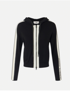 Elisabetta Franchi two-tone knit hoodie with logo