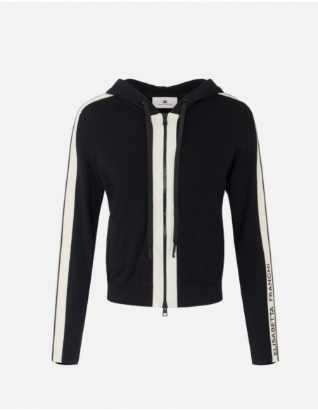 Elisabetta Franchi two-tone knit hoodie with logo