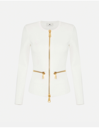 Elisabetta Franchi knit cardigan with gold zips