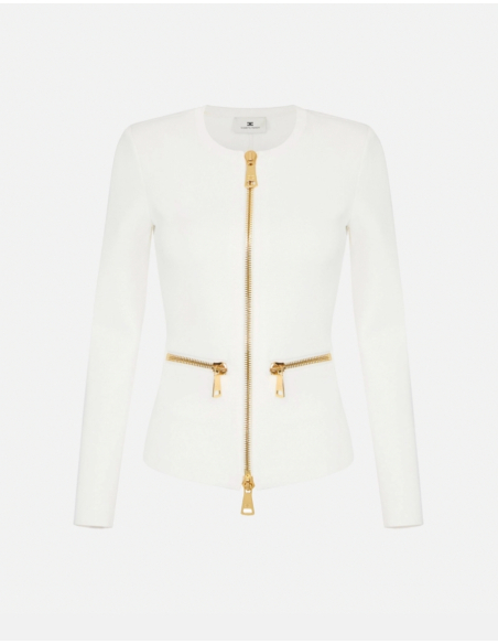 Elisabetta Franchi knit cardigan with gold zips