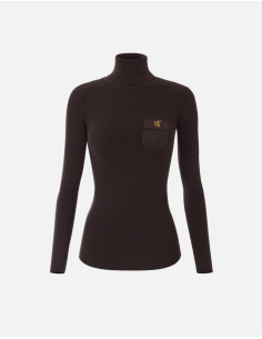 Elisabetta Franchi pull col roulé en tricot brodé