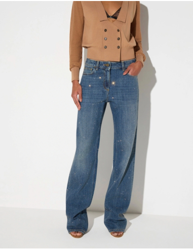 Elisabetta Franchi jean denim entièrement orné de strass