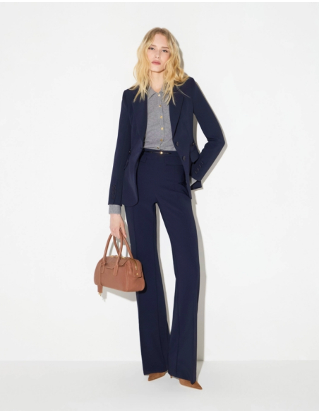 Elisabetta Franchi fitted palazzo leg trousers