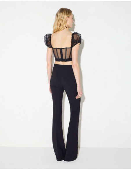 Elisabetta Franchi pantalon noir élégant avec détail doré