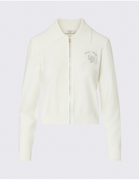 LIU JO White Sequin Cardigan - TF6043