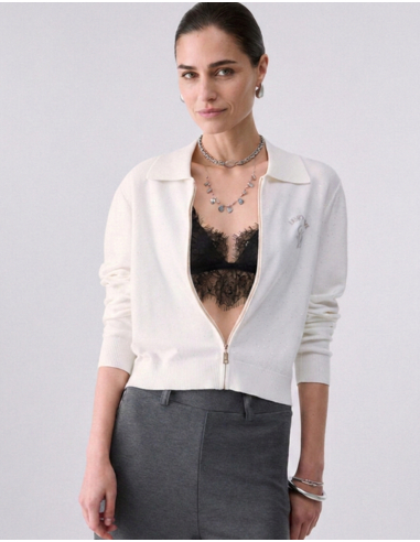 Liu Jo cardigan blanc cassé à micro-paillettes