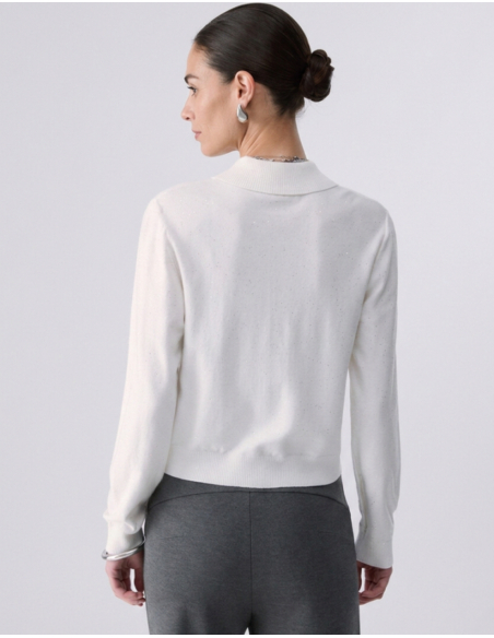 LIU JO White Sequin Cardigan - TF6043