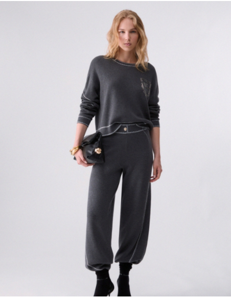 LIU JO Grey Pants with Topstitching - TF6077