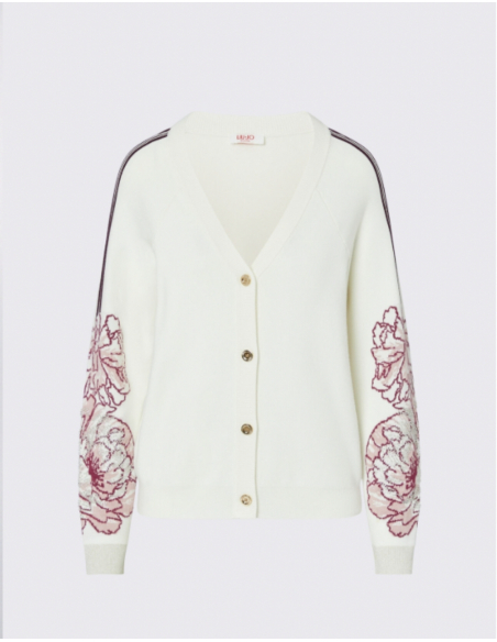 Cardigan LIU JO Brodé Blanc - TF6093