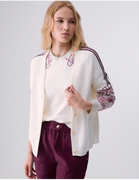 Cardigan LIU JO Brodé Blanc - TF6093