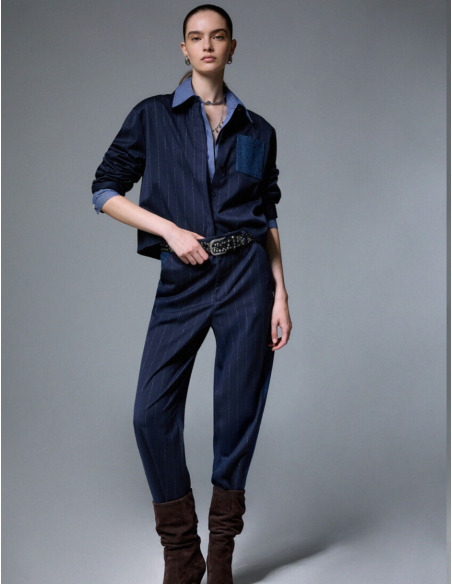 Liu Jo pantalon rayé femme bleu
