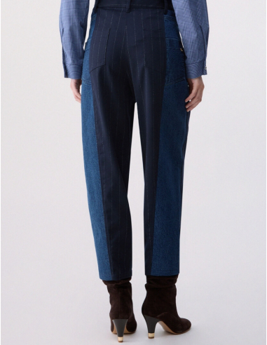 Liu Jo pantalon à rayures avec inserts en denim