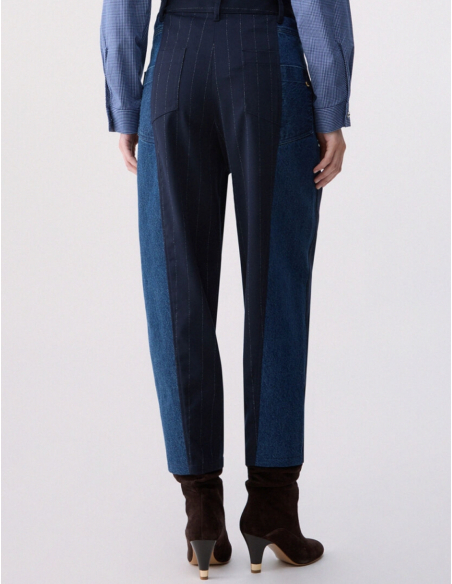 Liu Jo pantalon à rayures avec inserts en denim