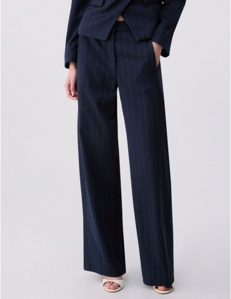 Liu Jo pantalon bleu à rayures craie