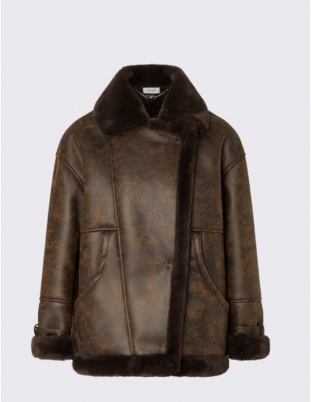 Liu Jo dark brown aviator jacket women