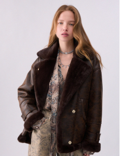 Liu Jo dark brown aviator jacket women 2