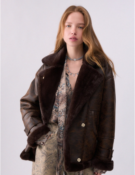 Liu Jo brown aviator jacket women