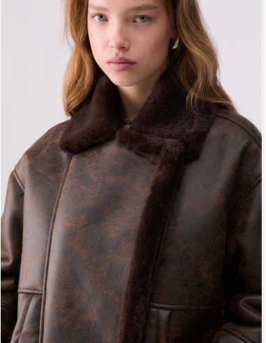 Liu Jo brown aviator jacket with button fastening