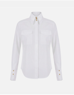 Elisabetta Franchi chemise blanche en coton avec poches 2