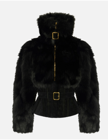 Elisabetta Franchi blouson noir effet fourrure