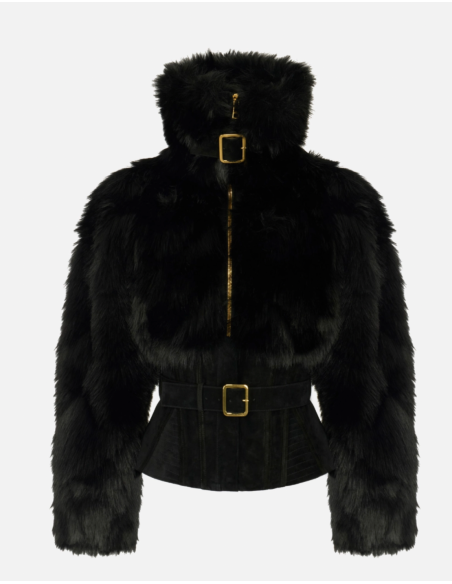 Elisabetta Franchi blouson noir effet fourrure