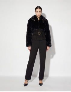 Elisabetta Franchi faux fur jacket with monogram satin lining 2