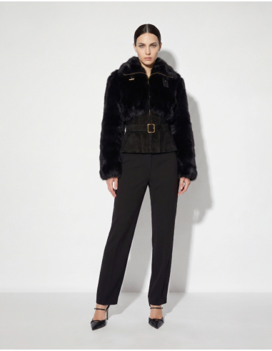 Elisabetta Franchi blouson effet fourrure doublé satin monogram