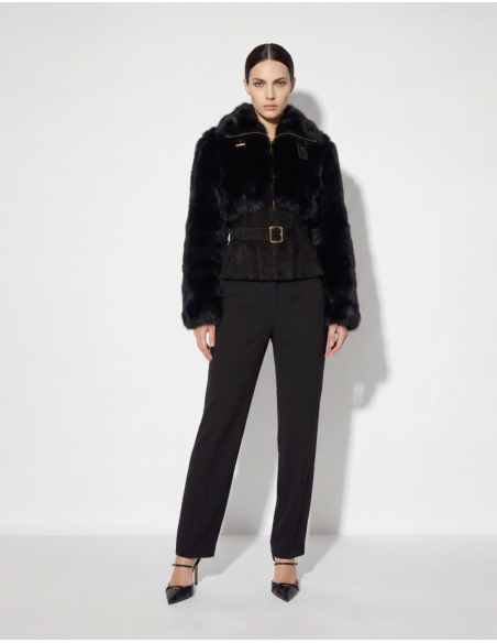 Elisabetta Franchi blouson effet fourrure doublé satin monogram