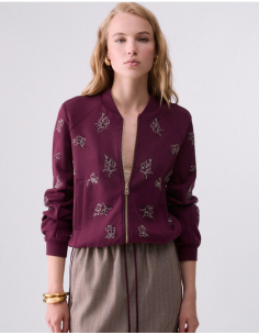 Liu Jo aubergine sweatshirt with jewel embroidery 2