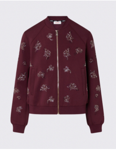 Liu Jo aubergine sweatshirt with jewel embroidery