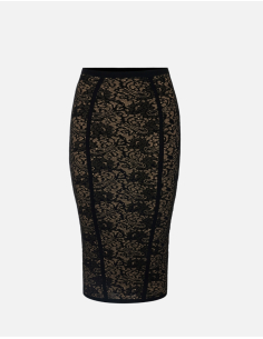Elisabetta Franchi black lace midi skirt